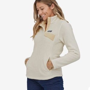 Patagonia re-tool snap-t pullover. Linen/White, size xs.